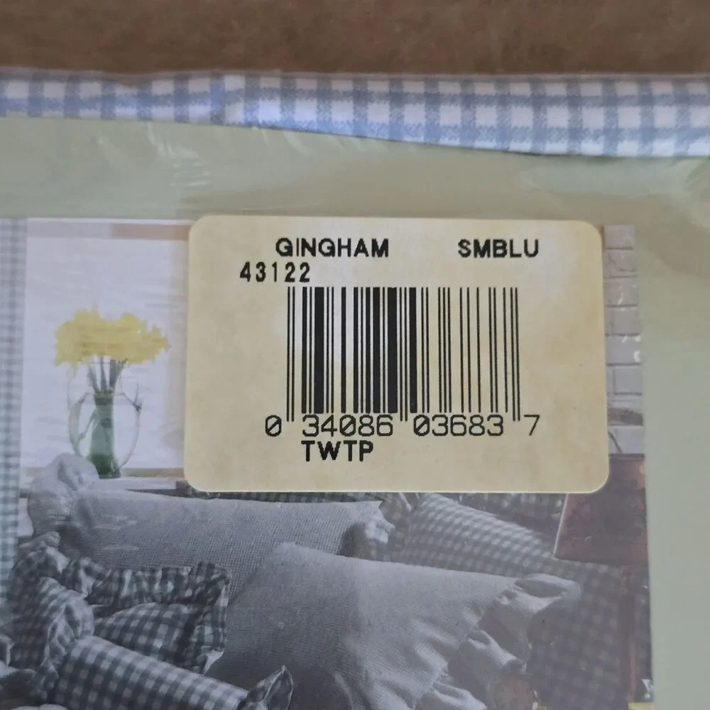 VTG Wamsutta Supercale Plus Twin Flat Sheet BLUE Gingham Sealed/Unused